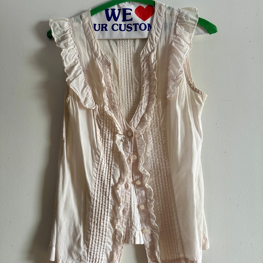 Elegant Cream Ruffled Women's Top